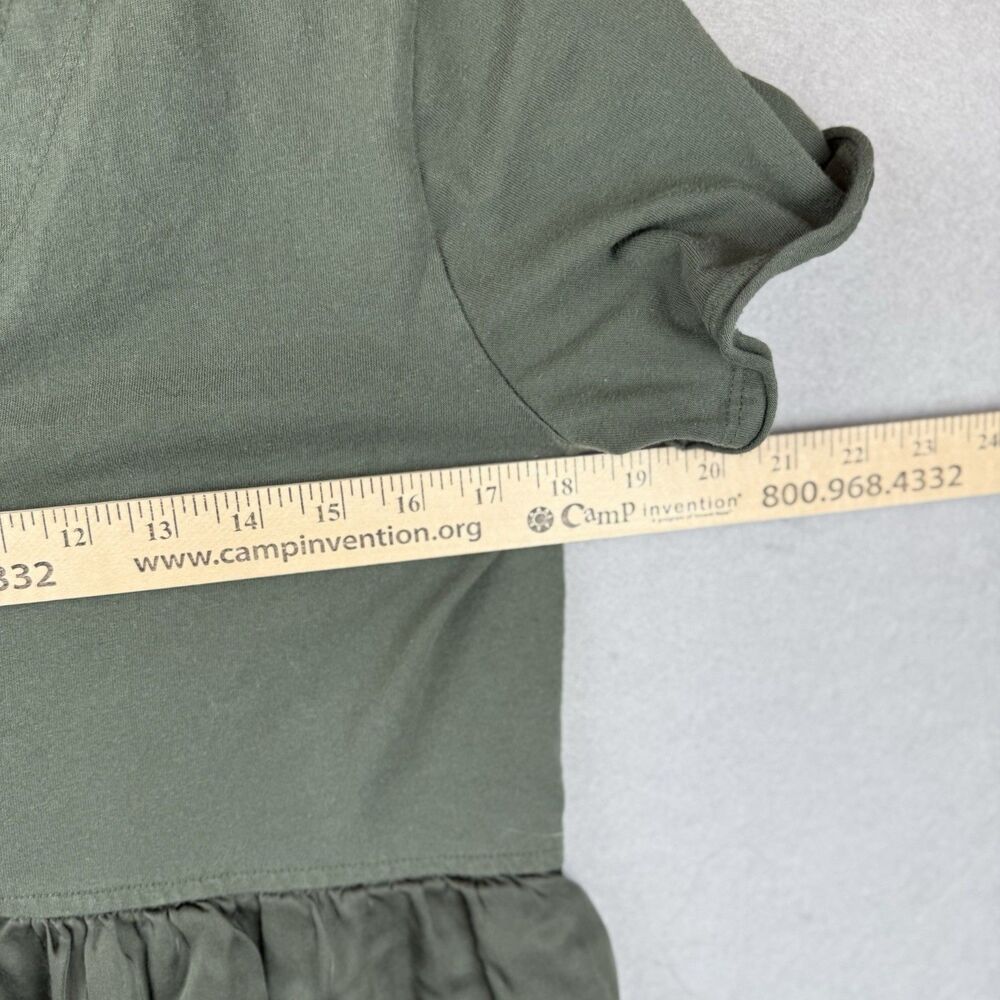 Maeve by Anthropologie Olive Green Peplum Ruffle Tiered V-Neck Top Sz S - Picture 3 of 7
